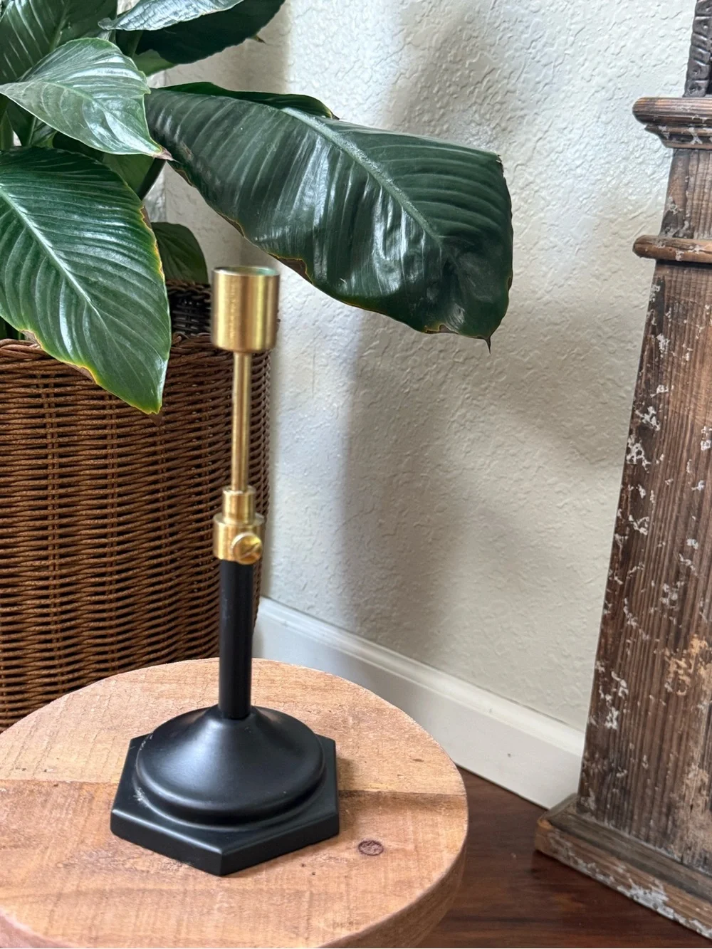 Hearth And Hand With Magnolia Adjustable Candleholder Tapered, Black/Gold
